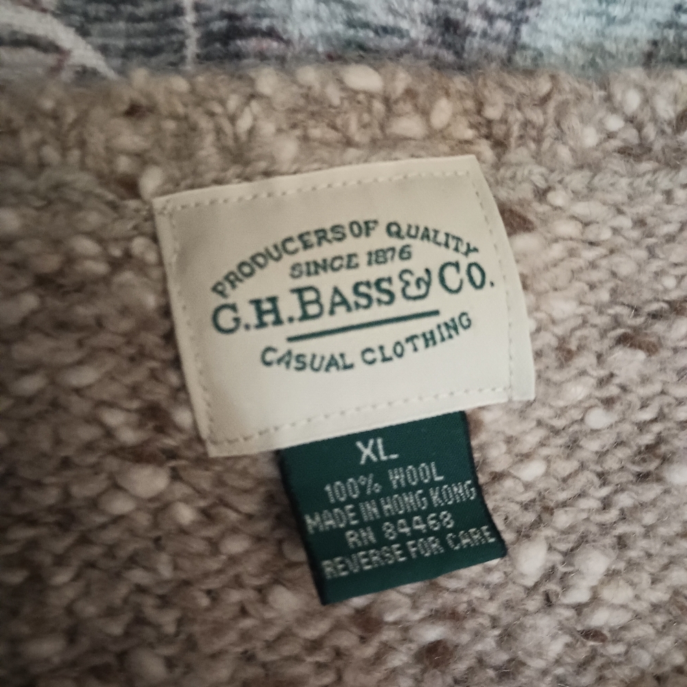 Vintage Bass Co Mens Chunky Knit Wool Grandpa Sweater XL Tan Forest Outdoor - Picture 8 of 11